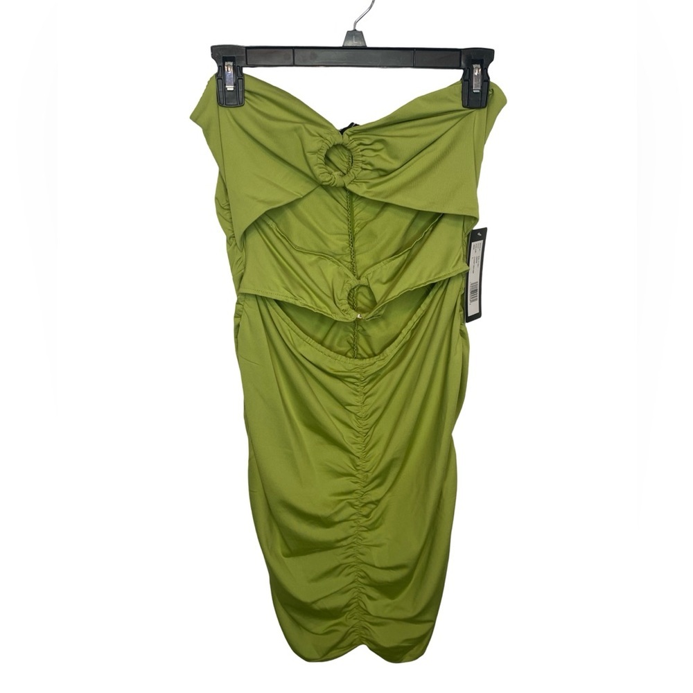 Elegant Green Ruched Dress - Picture 2 of 5